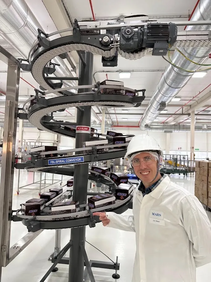 Jon on a factory tour, exploring production technology
